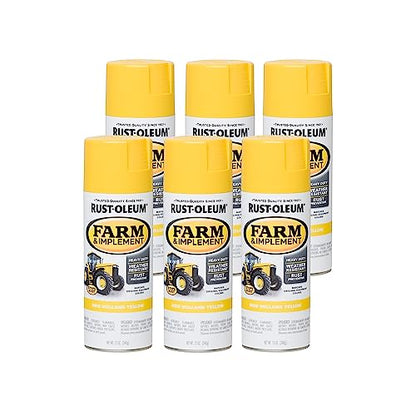 Rust-Oleum Farm & Implement New Holland Yellow Spray Paint - color: New Holland Yellow, size: 12 Ounce (Pack of 6)