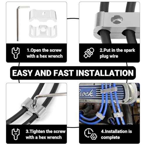 12-Piece Spark Plug Wire Separator and Holder Set(silver) - color: silver