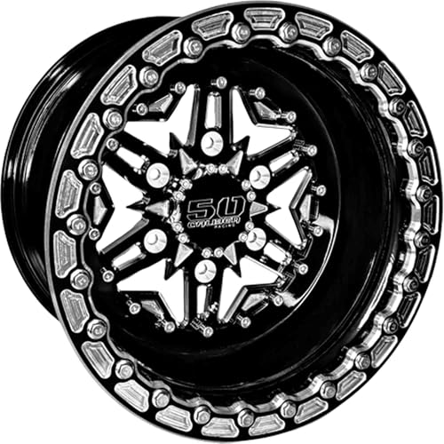 50 Caliber Racing Beadlock Wheel – 4x136.5 / 137mm Bolt Pattern – Compatible with Can-Am Maverick X3, Honda Talon, Kawasaki KRX 1000, Teryx – Black Alloy #502 (4, 15x10, 6x139.7 Beadlock #504) - size: 15x10