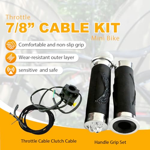 7/8" 22mm Control Handlebar Grips Throttle Clutch Cables kit for 49cc 60cc 66cc 80cc Engine Motorized Bicycle Push Bike