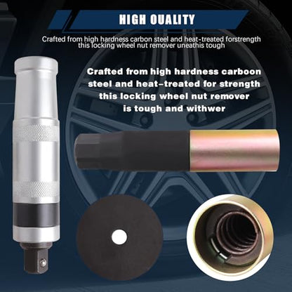 Master Anti-Theft Wheel Lock Removal Tool Kit - 1/2" Drive Impact Rated Lug Nut Remover Set, Professional Cr-Mo Steel for Lost Keys, Stripped, Rusted, Broken Locking Nuts (Cars, SUVs, Trucks)