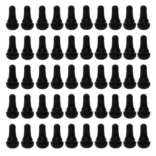 50Pcs TR412 Tubeless Valve Stems, Black Rubber Snap-in Valves Tubeless Tire Valve Stems Replacement for Tubeless 0.453 inches Rim Holes on Standard Auto Tires - size: TR412-50pcs