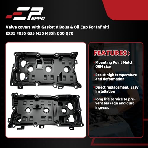 EPPO Valve Cover 13264-Jk20A 13264-Jk20B Compatible with Nissan Infiniti 2008-2018 350Z EX35 FX35 G35 M35 Q50 Q70, V6 3.5L Gasoline Engines VQ35HR 13264JK20A, 13264JK20B - size: 13264-JK20A Q70 V6 3.5L