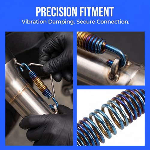 2PCS Motorcycle Exhaust Muffler Spring, Stainless Steel Modified Exhaust Spring Hooks, 40mm-60mm Extended Noise Reduction Swivel Springs, Universal for Motorcycles, Scooters and ATVs (Blue)