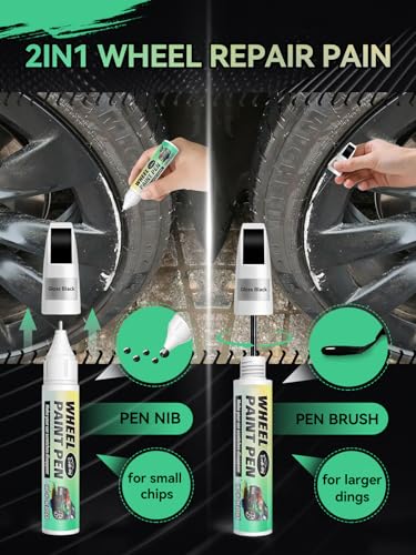 Gloss Black Rim Touch Up Paint for Honda,Wheel Scratch Repair Kit for Curb Rash, Rim Repair Kit Color Match Honda Gloss Black Wheel Paint,Long lasting, Resists Water, Uv Rays - color: Gloss Black, style: Honda