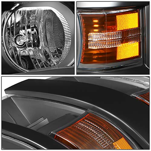 DNA MOTORING Black Amber Projector Headlights Compatible with 15-19 Chevy Silverado 2500 HD 3500 HD, HL-OH-CSIL15-BK-AM - color: Black Amber