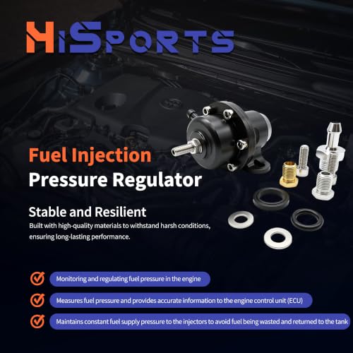 HiSport FPR-008 Fuel Pressure Regulator Kit - Black High Volume - size: HSFPRB18C
