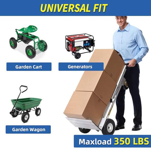 GICOOL 4.10/3.50-4" Flat Free Tire and Wheel, 10" Solid Tire with 5/8" Axle Bore Hole, 2.2" Offset Hub for Hand Truck Garden Wagon Cart Trolley Dolly Lawn Mover Replacement