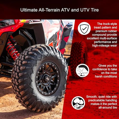 Tusk Terrabite 27x9-12 Radial Tire for UTV/ATV, Medium/Hard Terrain, Heavy Duty 8-Ply Rated Construction, Reinforced Sidewall Tread Armor, Durable Off-Road Performance - size: 27x9-12