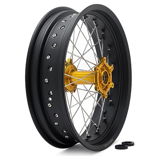 TOFR CNC 17"x4.25" Spoke Rear Wheel Rim Hub for SUR-RON Ultra Bee Gold - color: Gold, size: N/A Front 17" Rear