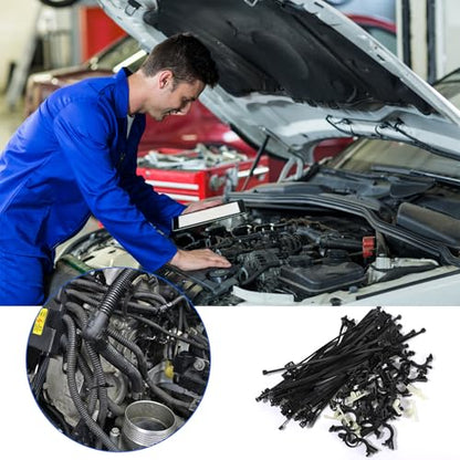 200 Pcs Car Wire Loom Routing Clips Push Mount Cable Tie Assortment 15 Sizes Car Harness Routing Clips Universal Wiring Harness Clip Replacement Parts for Automotive