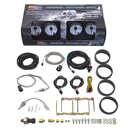 GlowShift White 7 Color 4-Gauge Diesel Truck Set, 2-1/16" 52mm