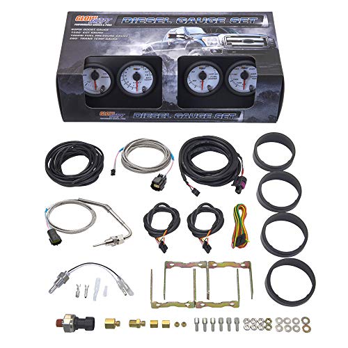 GlowShift White 7 Color 4-Gauge Diesel Truck Set, 2-1/16" 52mm