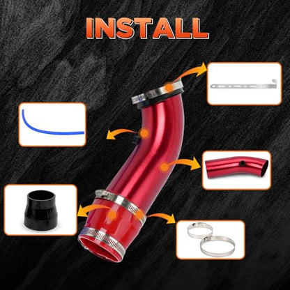 BARTOO 3 Inch Cold Air Intake Pipe Turbo Piping for Car Truck Red - color: Z-Red Pipe