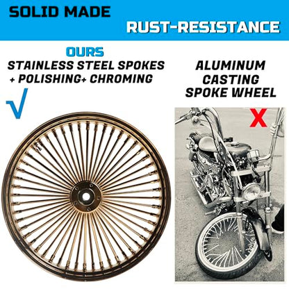 FatFlex Front Wheel for Harley Softail Slim Fat Boy 21” x 3.5” Gold - color: 21*3.5'', Gold+Gold+Gold