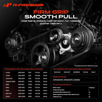 A-Premium Automatic Belt Tensioner Assembly with Pulley - style: A1372000270