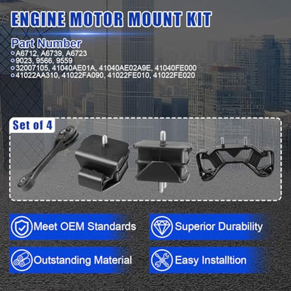 4PCS EngineTransmission Mount Kit for Subaru Impreza 04-2013 - size: for Impreza 04-2006/ for WRX 13-2016
