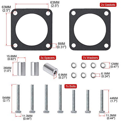 Throttle Body Spacer Compatible with 91-06 Jeep Wrangler TJ YJ LJ Cherokee XJ 2.5L/4.0L Engine Gas MJ w/Gasket 1" Raise Manifold Carb Black - color: black