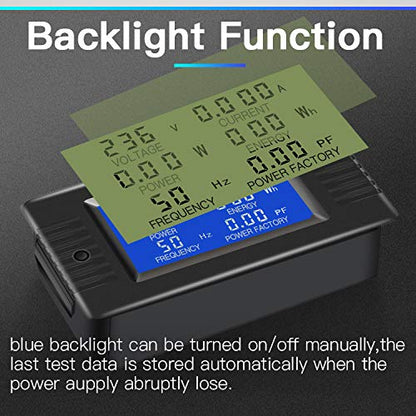 AC 80-260V 100A Digital Power Monitor, LCD, Split-Core CT, 2-Pack - style: 2 Pieces AC 100A Meter(Split Core Transformer)