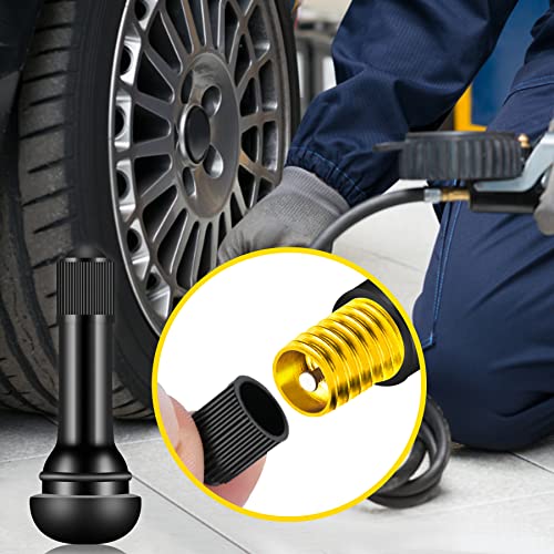 100 Pieces TR412 TR413 TR414 Tire Valve Stems Rubber Black Rubber Snap-in Valves,Tubeless Valve Stems Suit for 0.453 inch Rim Holes on Standard Vehicle Tires - size: 100pcs（TR412-50pcs、TR413-25pcs、TR414-25pcs）