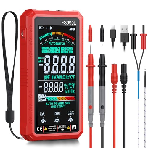 6000 Counts Smart Digital Multimeter,USB Rechargeable,Color LCD Screen