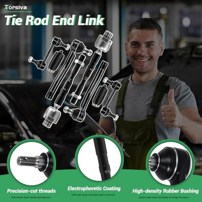 8pc Inner Outer Tie Rod Sway Bar Compatible with Ford Edge, Fit for Lincoln MKX 2007 2008 2009 2010 2011 2012 2013 2014 2015#OE K750159 ES800474 EV800576 ES800473 - size: 8Pcs Tie Rod End Link