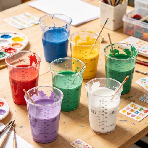 Resin Mixing Cups 20 Count 8oz Precision Measuring Set with Dual Scales & Protective Gloves – Heavy-Duty & Crystal Clear Disposable Cups for Epoxy, Paints, Pigments & More (8OZ) - size: 8OZ