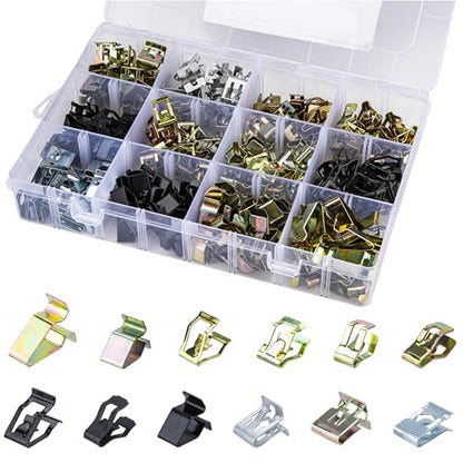 240 PCS 12 Sizes Auto Car U-Clips, Metal Trim Clips, Trim Moulding Clip Kit