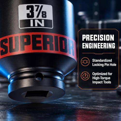 6 Piece 1”Drive Shallow Impact Socket Set, 3-1/4”-4”Axle Nut Sockets, SAE, CR-MO, 6 Point, Tools for Removing Mechanical Nuts, Large Automotive Repairs, Agricultural implement - size: 1" SAE