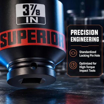 6 Piece 1”Drive Shallow Impact Socket Set, 3-1/4”-4”Axle Nut Sockets, SAE, CR-MO, 6 Point, Tools for Removing Mechanical Nuts, Large Automotive Repairs, Agricultural implement - size: 1" SAE