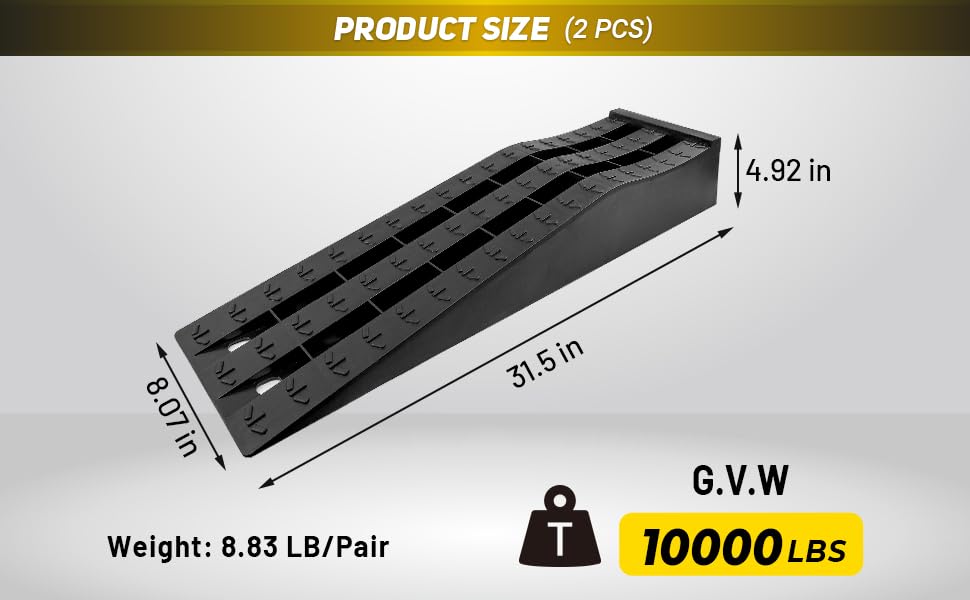 HOXWELL Portable Car Ramps for Oil Changes High Lift, Heavy Duty Low Profile Car Ramps for Jack Support, Vehicle Ramps for Garage, 31.5''x8.1''x4.9'', GVW 10000 LBS, 2PCS - size: 270-2PCS