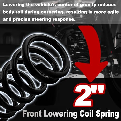 2" Front Drop Coil Spring Lowering Kit for 1999-2007 Chevy Silverado/GMC Sierra 1500 (2WD V8 Only),Lowering Kit - color: Black, size: 99-07 1500 2"Drop