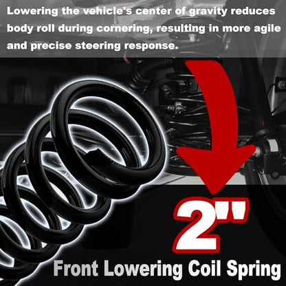 2" Front Drop Coil Spring Lowering Kit for 1999-2007 Chevy Silverado/GMC Sierra 1500 (2WD V8 Only),Lowering Kit - color: Black, size: 99-07 1500 2"Drop