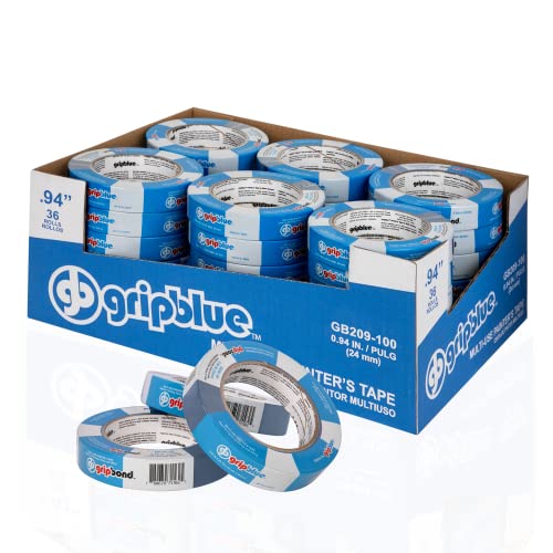 Professional-Grade Blue Painters Tape 1 Inch Wide, 36 Rolls - size: 1 in/.94 (Case 36)