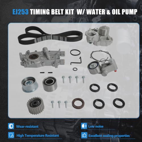 EJ253 Timing Belt Kit w/Water & Oil Pump Fit for 2.5L Subaru - color: set1