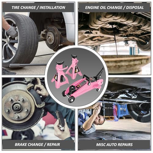 DNA Motoring 2 Ton Car Jack and Stands Kit Pink - color: Pink