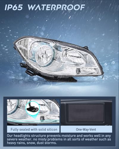 Nilight Headlight Assembly Compatible with 2008-2012 Chevy Malibu - color: Chrome Housing Clear Reflector, size: 2008-2012 Chevy Malibu