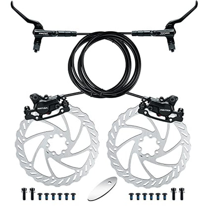 Bike Disc Brake Kit, Hydraulic Disc Brake Set with Aluminum Oil Pressure Caliper and Alloy Bicycle Brake Lever, 160mm Rotor, Bicycle Accessories for MTB/Ebike/Folding Bike/Scooter/Fat Bike - color: Hydraulic--160MM