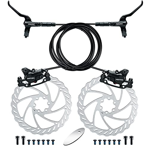 Bike Disc Brake Kit, Hydraulic Disc Brake Set with Aluminum Oil Pressure Caliper and Alloy Bicycle Brake Lever, 160mm Rotor, Bicycle Accessories for MTB/Ebike/Folding Bike/Scooter/Fat Bike - color: Hydraulic--160MM