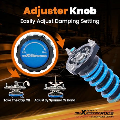 maXpeedingrods Coilover for Mazda CX-5 FWD/AWD 2013-2016, 24 Levels Damper Adjustable Coilovers Suspension Kit, Height Adjustable Shock Absorber Struts, T6 Upgraded Lowering Kits Blue