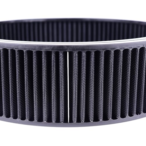 14"x4" Round Air Cleaner Filter Element High Flow (Black) - size: 14" x 4" Black