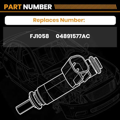 Fuel Injectors FJ1058 Compatible with Chrysler Jeep L4 2.0L 2.4L 2007-2017 - size: FJ1058 4P