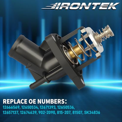 IRONTEK 902-2090 Engine Coolant Thermostat Housing for Cadillac Escalade Escalade ESV for Chevy Cheyenne Corvette Tahoe Suburban Silverado 1500 for GMC Sierra Yukon 12666569 15-11125 815-2007 12650534 - size: 902-2090