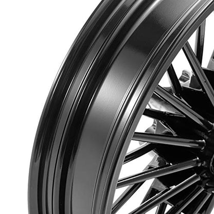 TOFR 18x3.5 18x3.5 Fat Spoke Wheels Black For Harley Touring Baggers 84-08 - color: Gloss Black, size: Front:18x3.5 Rear:18x3.5