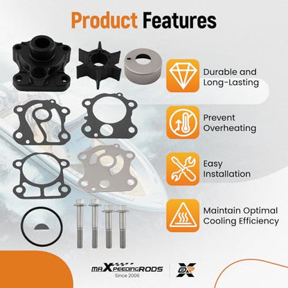 maXpeedingrods 6H3-W0078-00-00 Outboard water pump impeller Kit for Yamaha - size: For 50 60 70HP 1997-2006