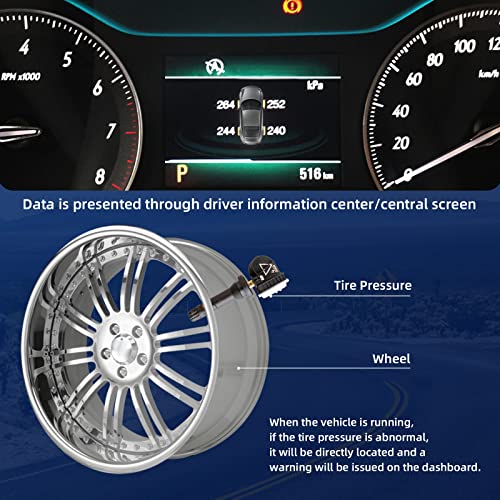 433MHz 4Pcs Tire Pressure Monitoring System Sensor (TPMS) Snap-in Replacement for 13598773 13589601 13540602 13589256 - color: TPMS-13598773