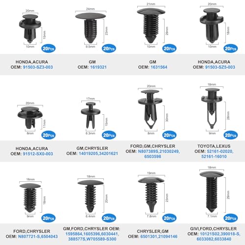 QIIYCCE 260PCS Bumper Clips car Plastic Rivet Fasteners