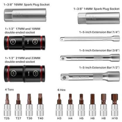 20Pcs 1/4 3/8 1/2-inch Drive Click Torque Wrench Set for Car Moto - size: 260In.Lb,45Ft.Lb,170fFt.Lb