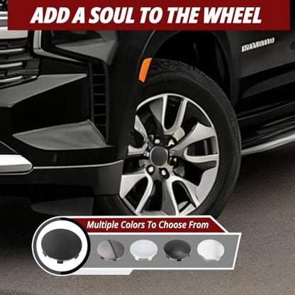 RTrhinotuning Compatible with Yukon Tahoe Escalade 83mm Wheel Center Caps 9595891, OD:3.27"(83 mm) ID: 3"(76.4 mm) Matte Black Center Caps for Rims Hub Caps - color: Matte Black