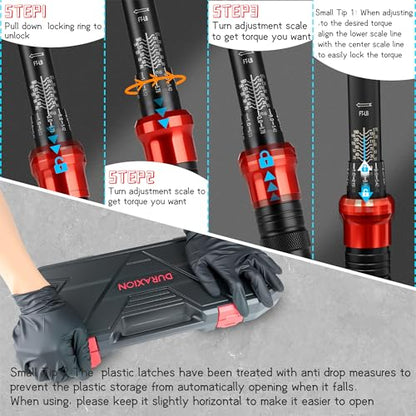 9PCS Torque Wrench Set 1/4" 3/8" 1/2" Drive 20–240 in.lb 5–50&10–170 ft.lb - size: 10-170Ft.Lb,5-50Ft.Lb,20-240In.Lb